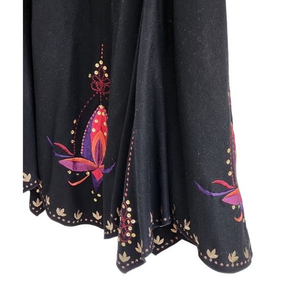 Vintage Nygard Wool Embroidered Skirt 12 | Retro Glam Handkerchief Hem - Picture 7 of 11